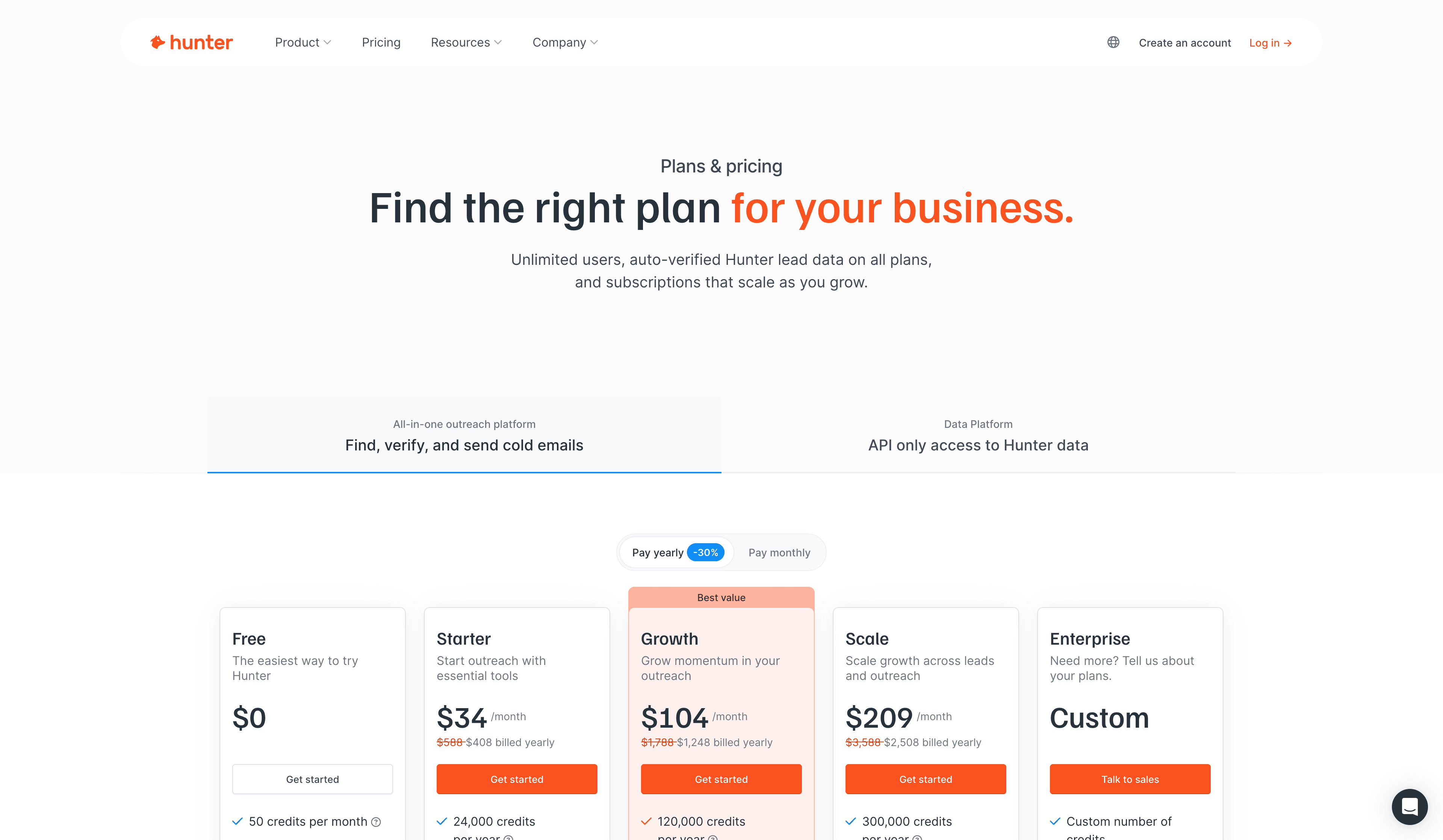 Hunter.io Platform Interface